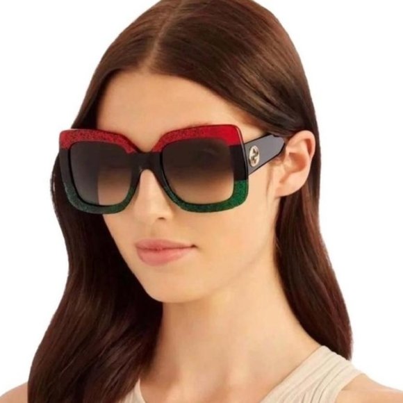gucci red and green glitter sunglasses